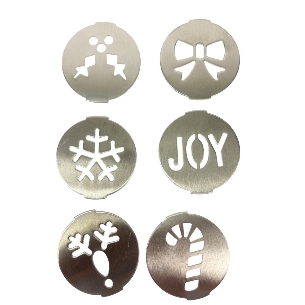 Wilton Christmas Cookie Press Discs‎ 6pc Stainless Plates Holiday NO DISPENSER